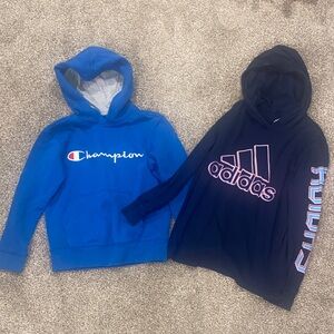 Champion boys hoodie size small & Boys Adidas long sleeve shirt seize medium